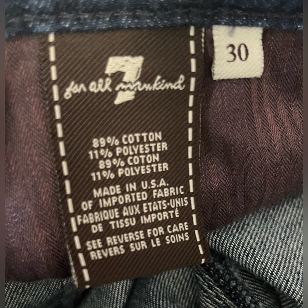 7 For All Mankind Dark Blue‎ Straight Leg Jeans Size 30 Inseam 34” - Picture 4 of 5